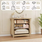 Commode à 3 tiroirs – Grande commode moderne style bohème avec pieds courbés, détails en rotin et rangement polyvalent pour chambre à coucher, salon, entrée ou balcon