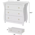 Commode à 3 tiroirs – Grande commode moderne style bohème avec pieds courbés, détails en rotin et rangement polyvalent pour chambre à coucher, salon, entrée ou balcon