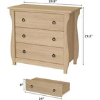 Commode à 3 tiroirs – Grande commode moderne style bohème avec pieds courbés, détails en rotin et rangement polyvalent pour chambre à coucher, salon, entrée ou balcon
