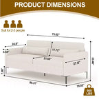 Canapé de 80 pouces avec assise extra-profonde, canapé 3 places pour salon