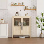 Bahut Vaisselier avec 2 Portes Vitrées - Grand Meuble de Rangement de 74 cm, Style Ferme Moderne, Convient pour la Cuisine, la Salle à Manger et le Salon