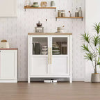 Bahut Vaisselier avec 2 Portes Vitrées - Grand Meuble de Rangement de 74 cm, Style Ferme Moderne, Convient pour la Cuisine, la Salle à Manger et le Salon