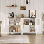 Bahut Vaisselier avec 2 Portes Vitrées - Grand Meuble de Rangement de 74 cm, Style Ferme Moderne, Convient pour la Cuisine, la Salle à Manger et le Salon