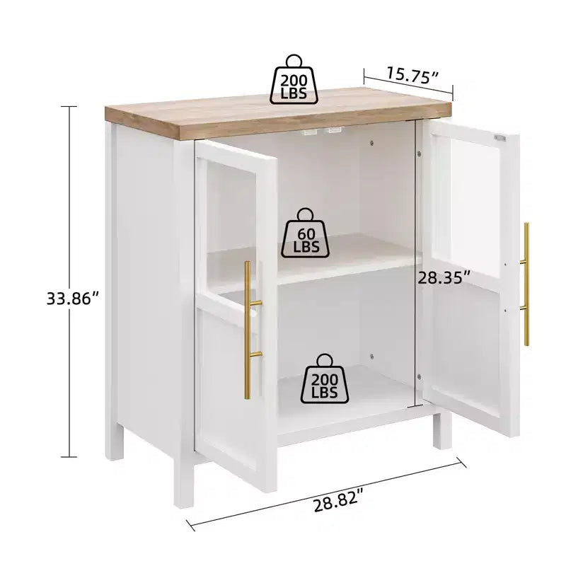 Bahut Vaisselier avec 2 Portes Vitrées - Grand Meuble de Rangement de 74 cm, Style Ferme Moderne, Convient pour la Cuisine, la Salle à Manger et le Salon