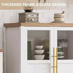 Bahut Vaisselier avec 2 Portes Vitrées - Grand Meuble de Rangement de 74 cm, Style Ferme Moderne, Convient pour la Cuisine, la Salle à Manger et le Salon