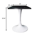 Table à manger carrée 24 - Plateau moderne en MDF avec piètement piédestal blanc Table d'appoint pour cuisine, maison et cafés