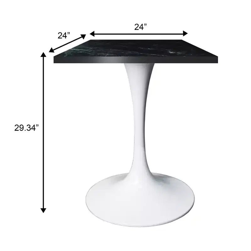 Table à manger carrée 24 - Plateau moderne en MDF avec piètement piédestal blanc Table d'appoint pour cuisine, maison et cafés