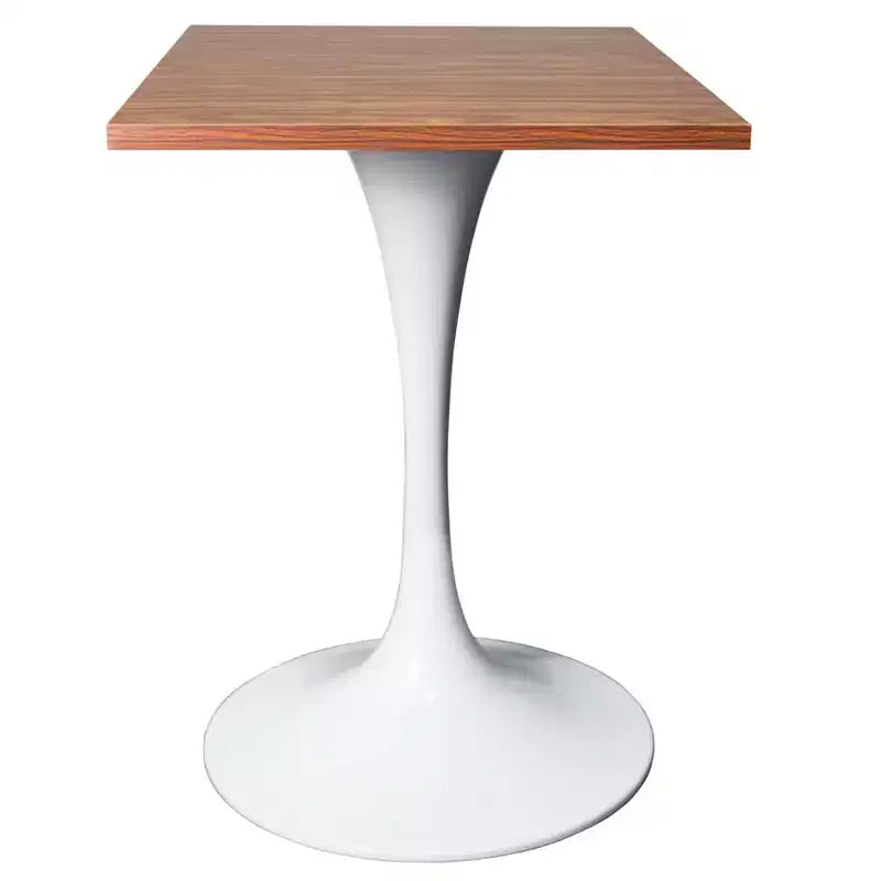 Table à manger carrée 24 - Plateau moderne en MDF avec piètement piédestal blanc Table d'appoint pour cuisine, maison et cafés