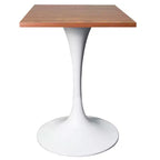 Table à manger carrée 24 - Plateau moderne en MDF avec piètement piédestal blanc Table d'appoint pour cuisine, maison et cafés