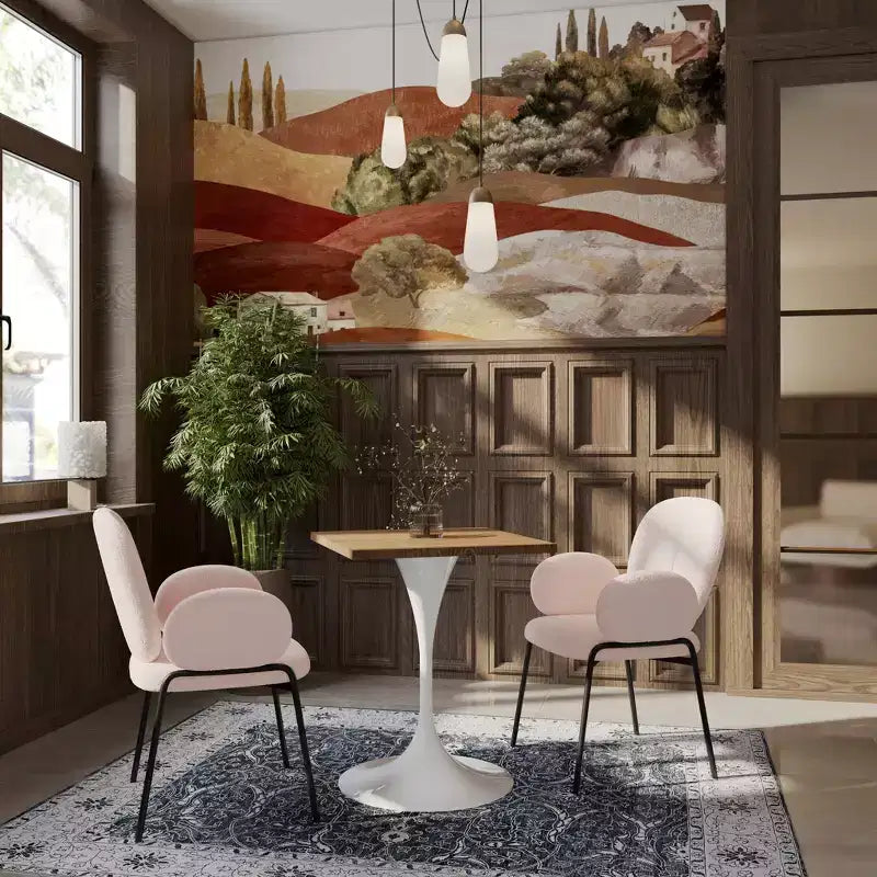Table à manger carrée 24 - Plateau moderne en MDF avec piètement piédestal blanc Table d'appoint pour cuisine, maison et cafés
