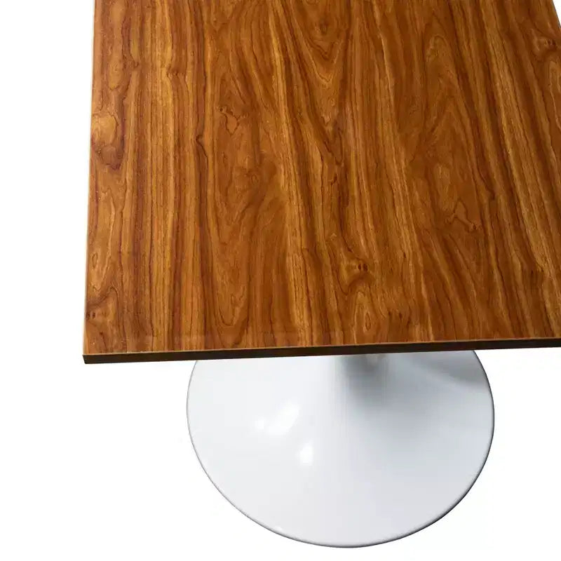 Table à manger carrée 24 - Plateau moderne en MDF avec piètement piédestal blanc Table d'appoint pour cuisine, maison et cafés