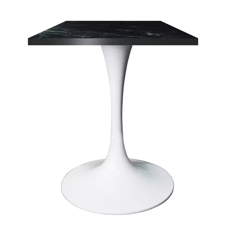 Table à manger carrée 24 - Plateau moderne en MDF avec piètement piédestal blanc Table d'appoint pour cuisine, maison et cafés