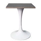 Table à manger carrée 24 - Plateau moderne en MDF avec piètement piédestal blanc Table d'appoint pour cuisine, maison et cafés