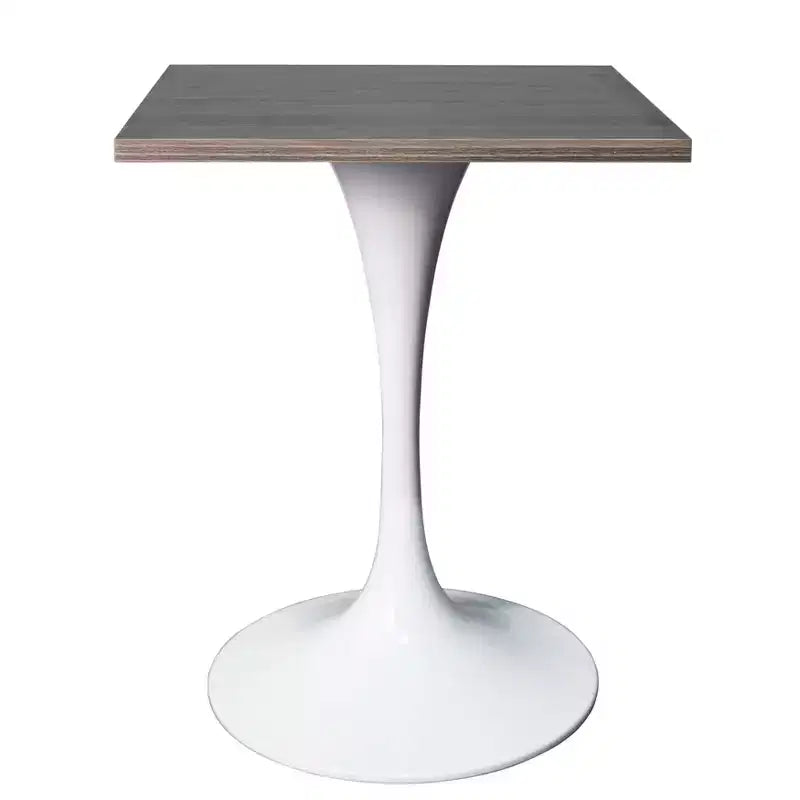 Table à manger carrée 24 - Plateau moderne en MDF avec piètement piédestal blanc Table d'appoint pour cuisine, maison et cafés
