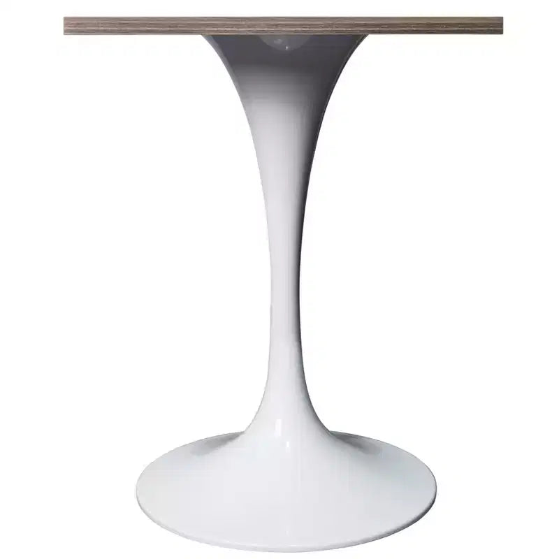 Table à manger carrée 24 - Plateau moderne en MDF avec piètement piédestal blanc Table d'appoint pour cuisine, maison et cafés