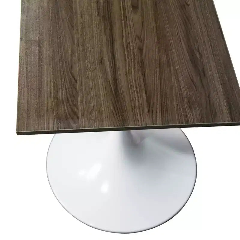 Table à manger carrée 24 - Plateau moderne en MDF avec piètement piédestal blanc Table d'appoint pour cuisine, maison et cafés