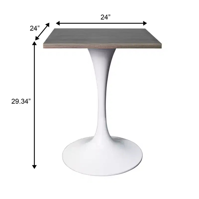 Table à manger carrée 24 - Plateau moderne en MDF avec piètement piédestal blanc Table d'appoint pour cuisine, maison et cafés