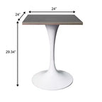 Table à manger carrée 24 - Plateau moderne en MDF avec piètement piédestal blanc Table d'appoint pour cuisine, maison et cafés