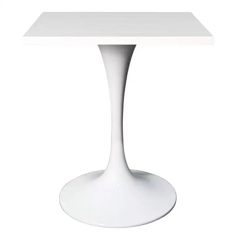 Table à manger carrée 24 - Plateau moderne en MDF avec piètement piédestal blanc Table d'appoint pour cuisine, maison et cafés