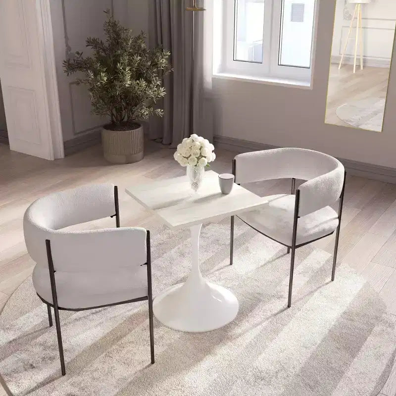 Table à manger carrée 24 - Plateau moderne en MDF avec piètement piédestal blanc Table d'appoint pour cuisine, maison et cafés