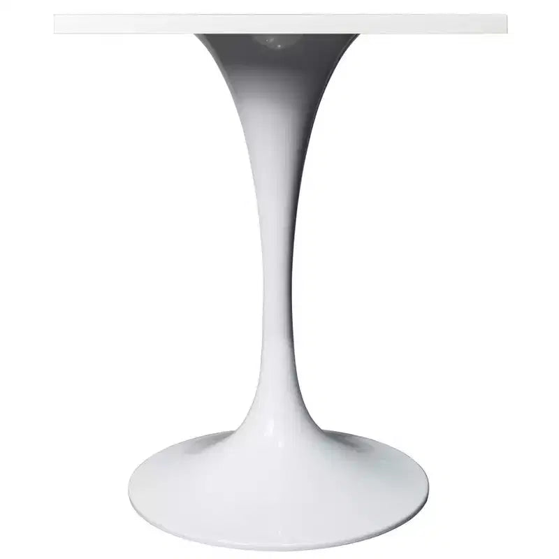 Table à manger carrée 24 - Plateau moderne en MDF avec piètement piédestal blanc Table d'appoint pour cuisine, maison et cafés