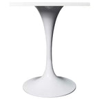 Table à manger carrée 24 - Plateau moderne en MDF avec piètement piédestal blanc Table d'appoint pour cuisine, maison et cafés