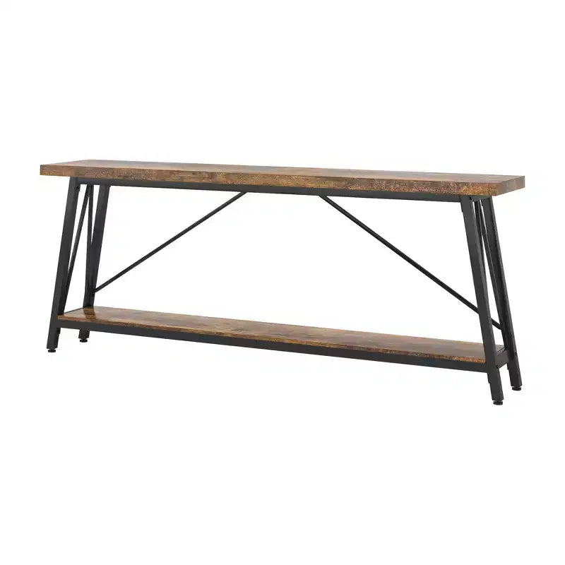 Table de Canapé Industrielle à 2 Niveaux, Structure Triangulaire en MDF 1.57, Décoration Intérieure