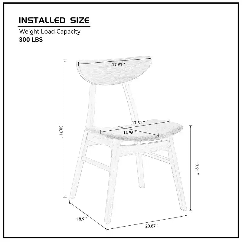 Lot de 2 chaises de salle à manger rembourrées sans accoudoirs en bois avec cadre en bois d'hévéa massif, noir/noyer/chêne