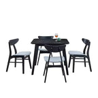 Lot de 2 chaises de salle à manger rembourrées sans accoudoirs en bois avec cadre en bois d'hévéa massif, noir/noyer/chêne
