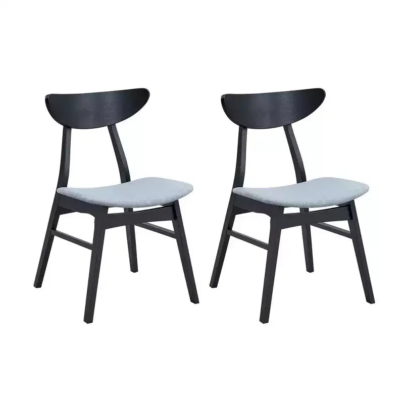 Lot de 2 chaises de salle à manger rembourrées sans accoudoirs en bois avec cadre en bois d'hévéa massif, noir/noyer/chêne