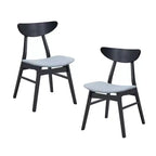 Lot de 2 chaises de salle à manger rembourrées sans accoudoirs en bois avec cadre en bois d'hévéa massif, noir/noyer/chêne