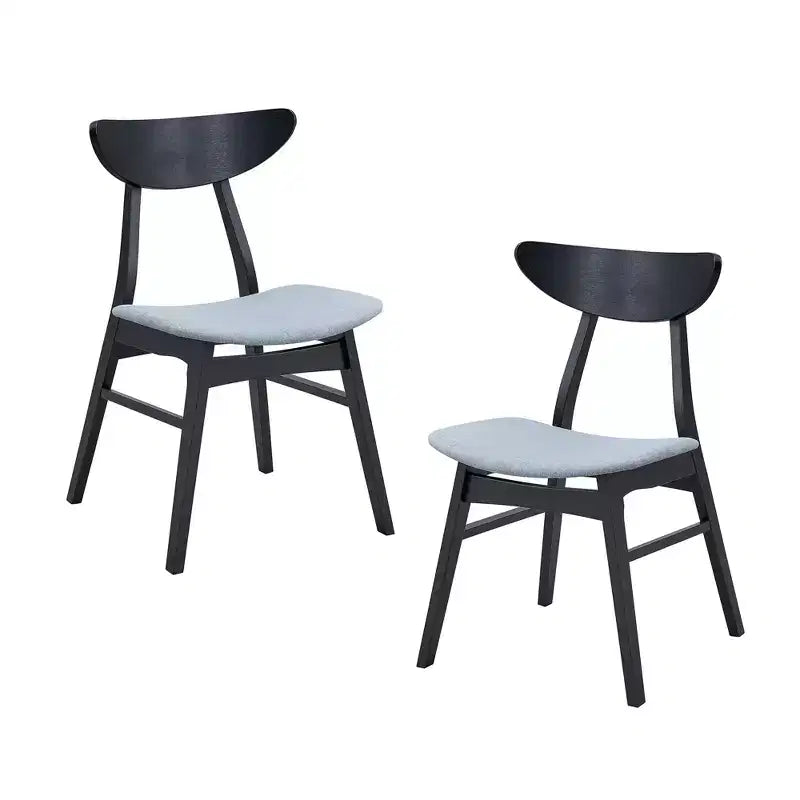 Lot de 2 chaises de salle à manger rembourrées sans accoudoirs en bois avec cadre en bois d'hévéa massif, noir/noyer/chêne