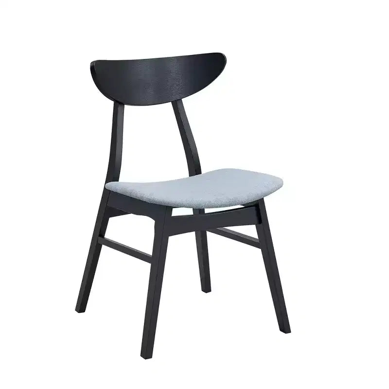 Lot de 2 chaises de salle à manger rembourrées sans accoudoirs en bois avec cadre en bois d'hévéa massif, noir/noyer/chêne