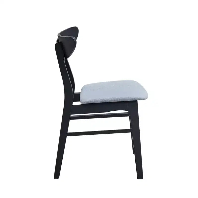 Lot de 2 chaises de salle à manger rembourrées sans accoudoirs en bois avec cadre en bois d'hévéa massif, noir/noyer/chêne