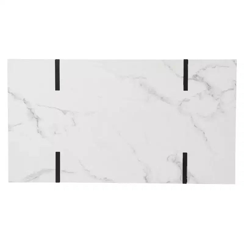 Table basse moderne effet marbre - Blanche