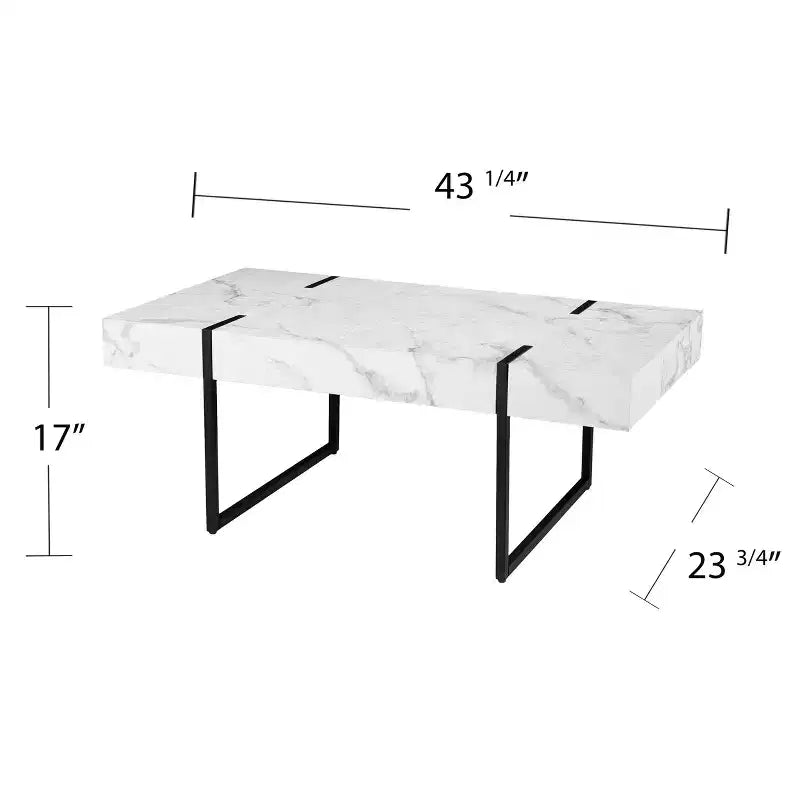 Table basse moderne effet marbre - Blanche