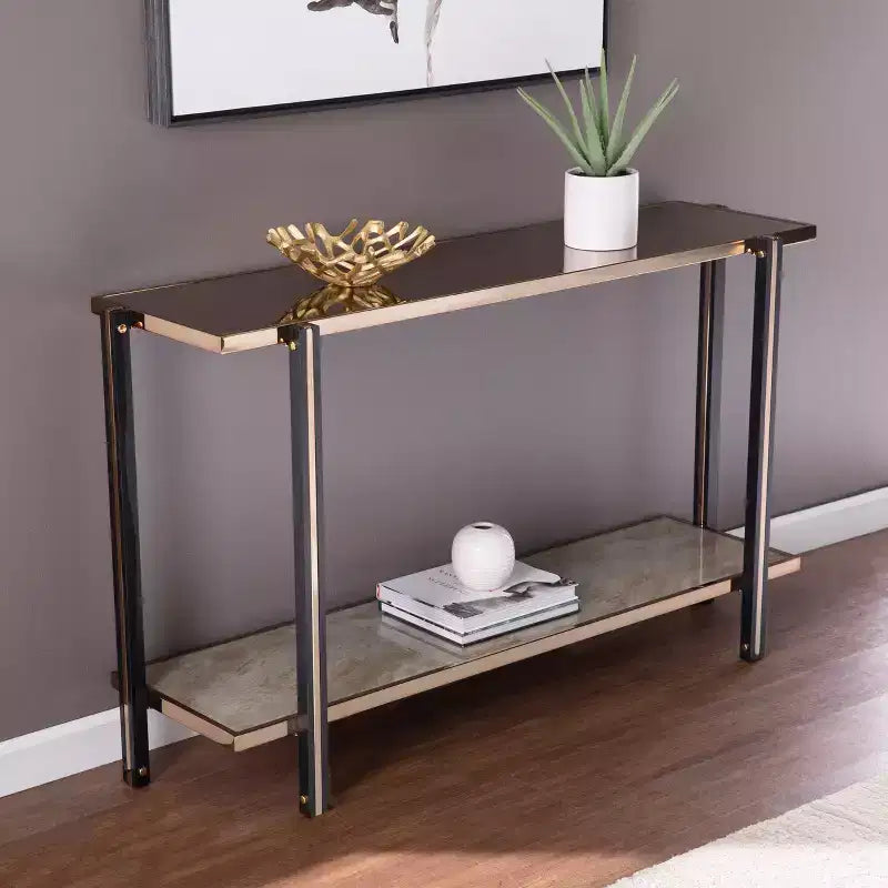 Console avec plateau miroir - Champagne