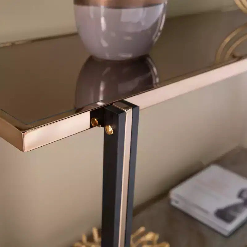 Console avec plateau miroir - Champagne