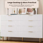 Commode moderne de 137 cm de large, commode de chambre à 8 tiroirs, organisateur de commode en bois, grande commode double meuble TV, pour salon, couloir