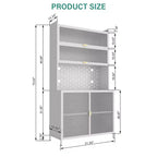 Armoire de cuisine/salle à manger/salon en métal à portes battantes et à chevilles, 6 niveaux, 185,4 cm de haut, avec dispositif anti-basculement