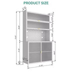 Armoire de cuisine/salle à manger/salon en métal à portes battantes et à chevilles, 6 niveaux, 185,4 cm de haut, avec dispositif anti-basculement