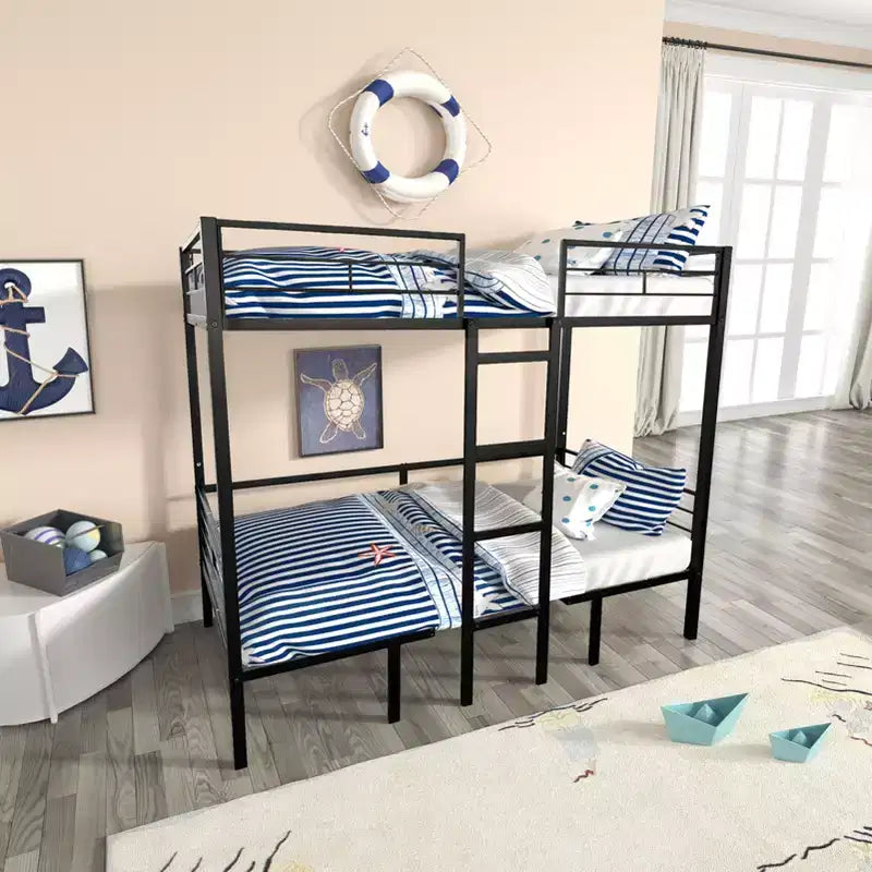 Lit superposé convertible double/grand format avec bureau, lits superposés en métal qui se transforment en espace d'étude, lit mezzanine robuste pour enfants et adolescents