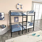 Lit superposé convertible double/grand format avec bureau, lits superposés en métal qui se transforment en espace d'étude, lit mezzanine robuste pour enfants et adolescents