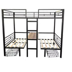 Lit superposé convertible double/grand format avec bureau, lits superposés en métal qui se transforment en espace d'étude, lit mezzanine robuste pour enfants et adolescents