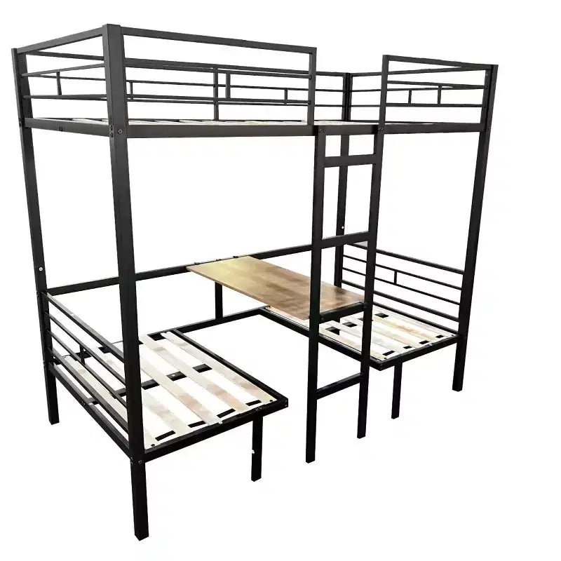 Lit superposé convertible double/grand format avec bureau, lits superposés en métal qui se transforment en espace d'étude, lit mezzanine robuste pour enfants et adolescents