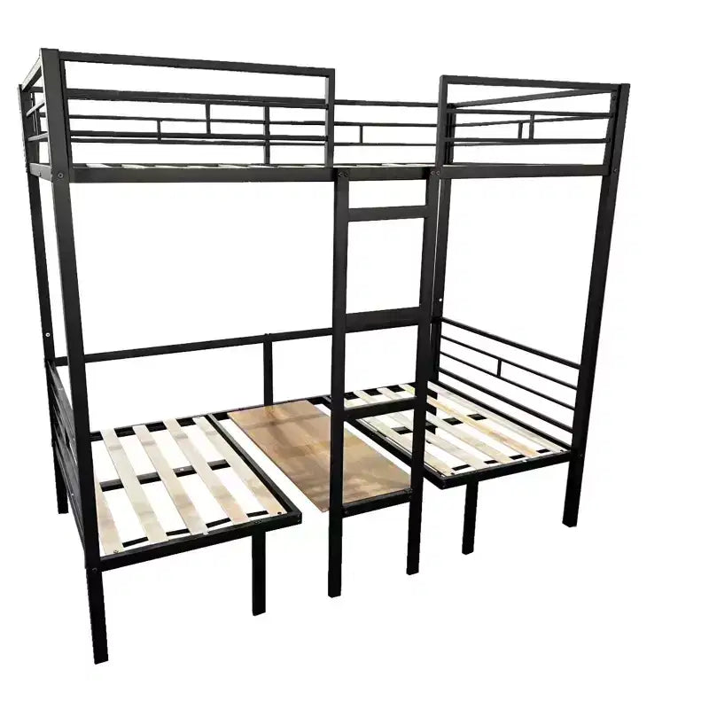 Lit superposé convertible double/grand format avec bureau, lits superposés en métal qui se transforment en espace d'étude, lit mezzanine robuste pour enfants et adolescents