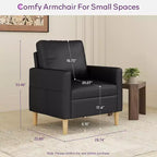 Canapé causeuse en simili cuir noir de 66 po avec port USB, canapé 2 places capitonné de style moderne du milieu du siècle avec 2 chaises pour petit espace, appartement, dortoir