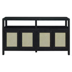 Meuble de rangement buffet en rotin style bohème avec cadre en bois massif