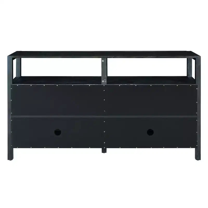 Meuble de rangement buffet en rotin style bohème avec cadre en bois massif