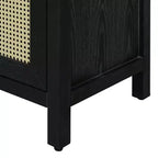 Meuble de rangement buffet en rotin style bohème avec cadre en bois massif